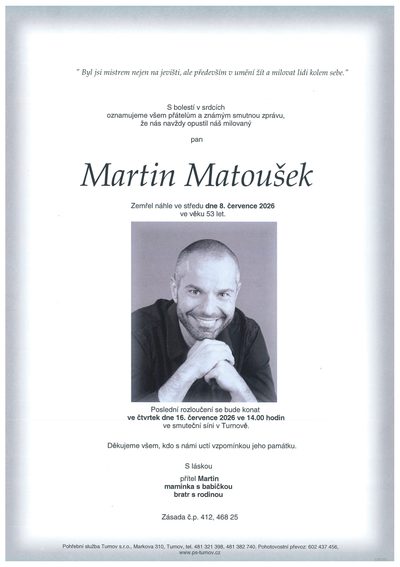Smuteční oznámení – Martin Matoušek